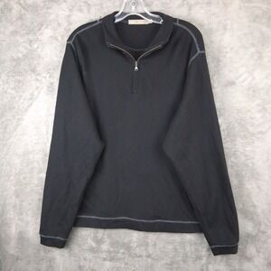 Raffi Mens Blac Quarter Zip Pullover Sweater Size Medium Stretch 100% Cotton